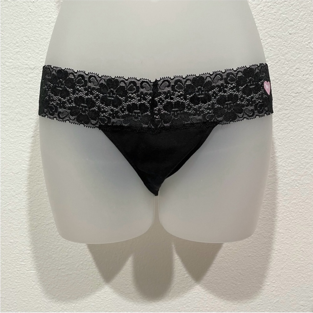 NWT black victoria’s secret lace logo panties underwear sexy lingerie